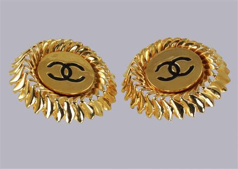 fake gold chanel earrings|vintage faux chanel earrings.